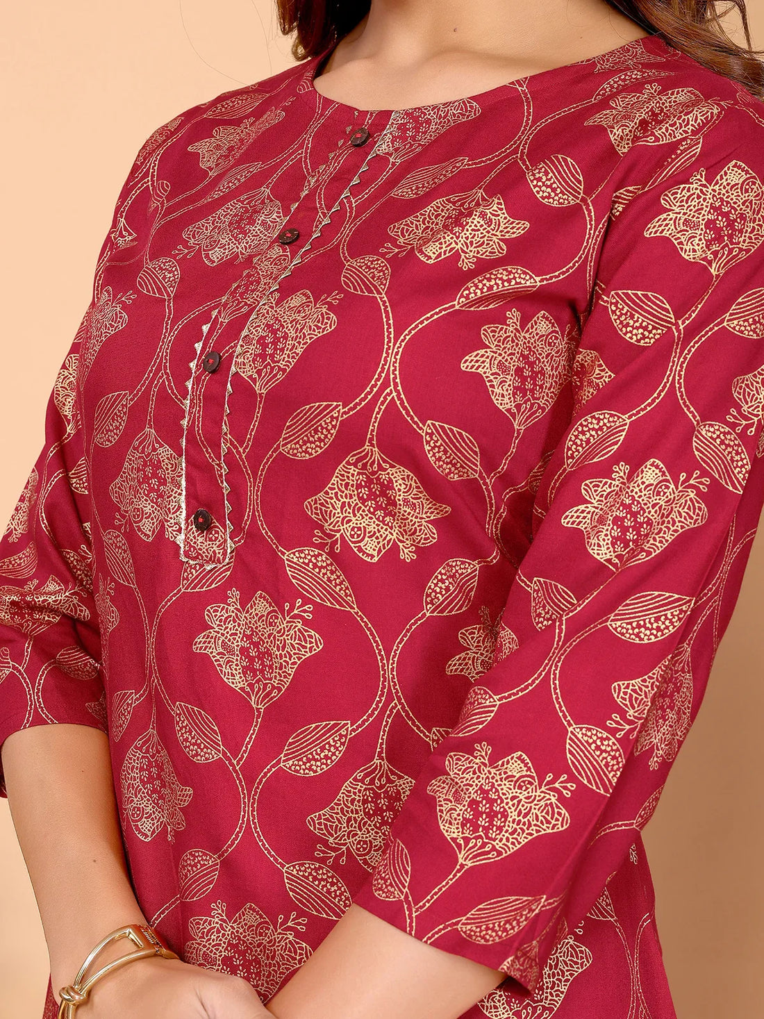 Buy Rayon Printed Straight Knee Length Kurta-Maroon