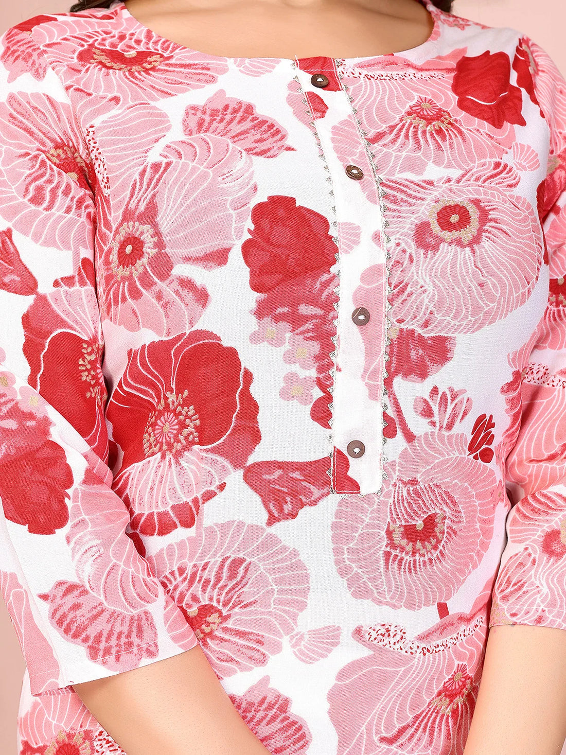 Buy Rayon Printed Straight Knee Length Kurta-Pink