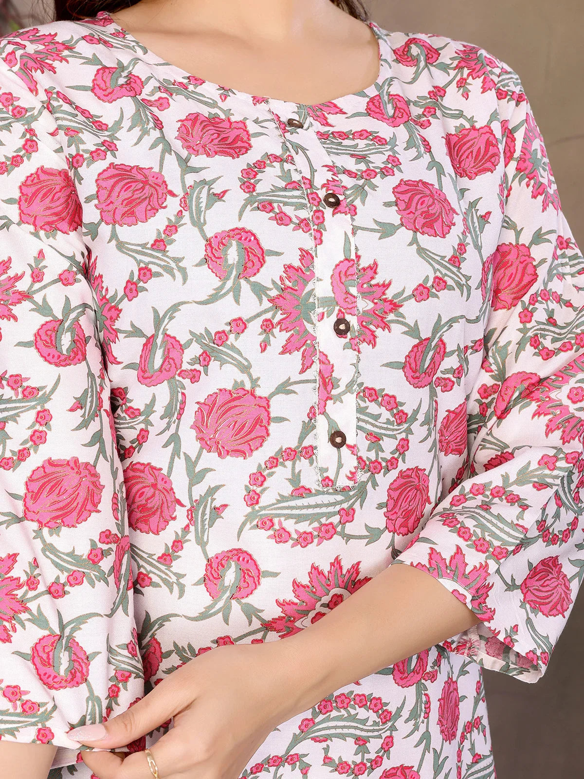 Buy Rayon Printed Straight Knee Length Kurta-Pink