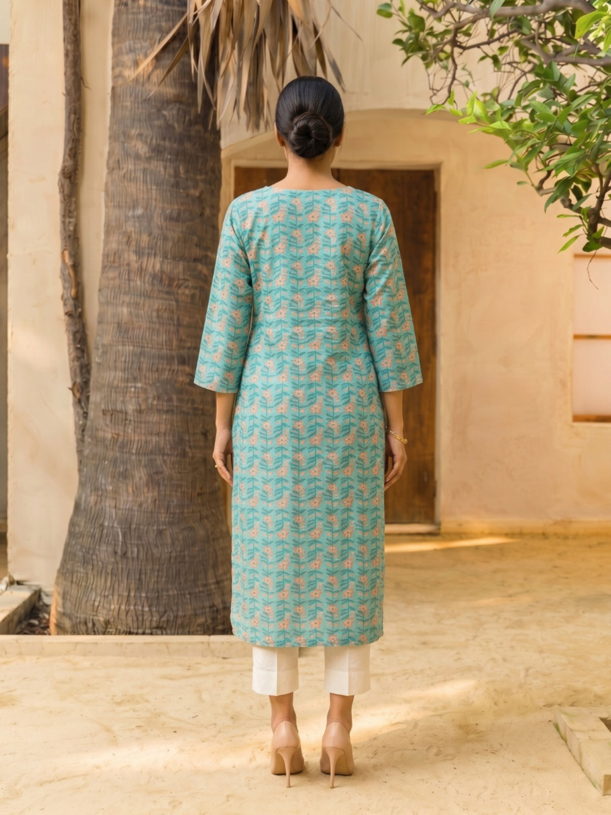 Cotton Embroidered Straight Calf Length Kurta