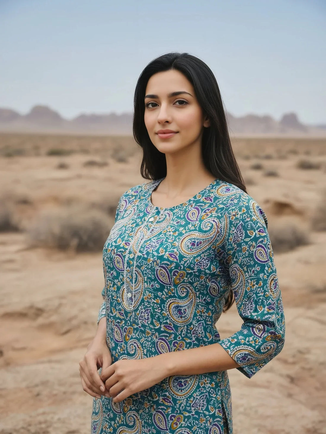 Buy Rayon Printed Straight Knee Length Kurta-Sea Green