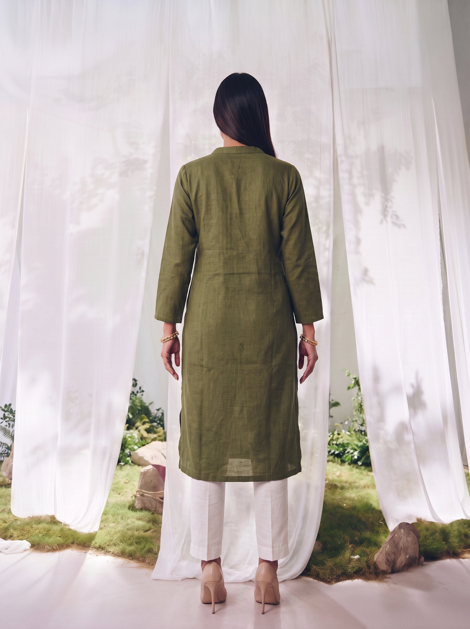 Rayon Embroidered Straight Calf Length Kurta