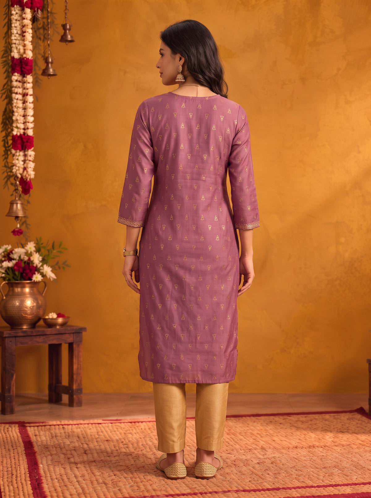 Viscose Embroidered Straight Calf Length Kurta
