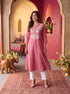 Viscose Embroidered Straight Calf Length Kurta