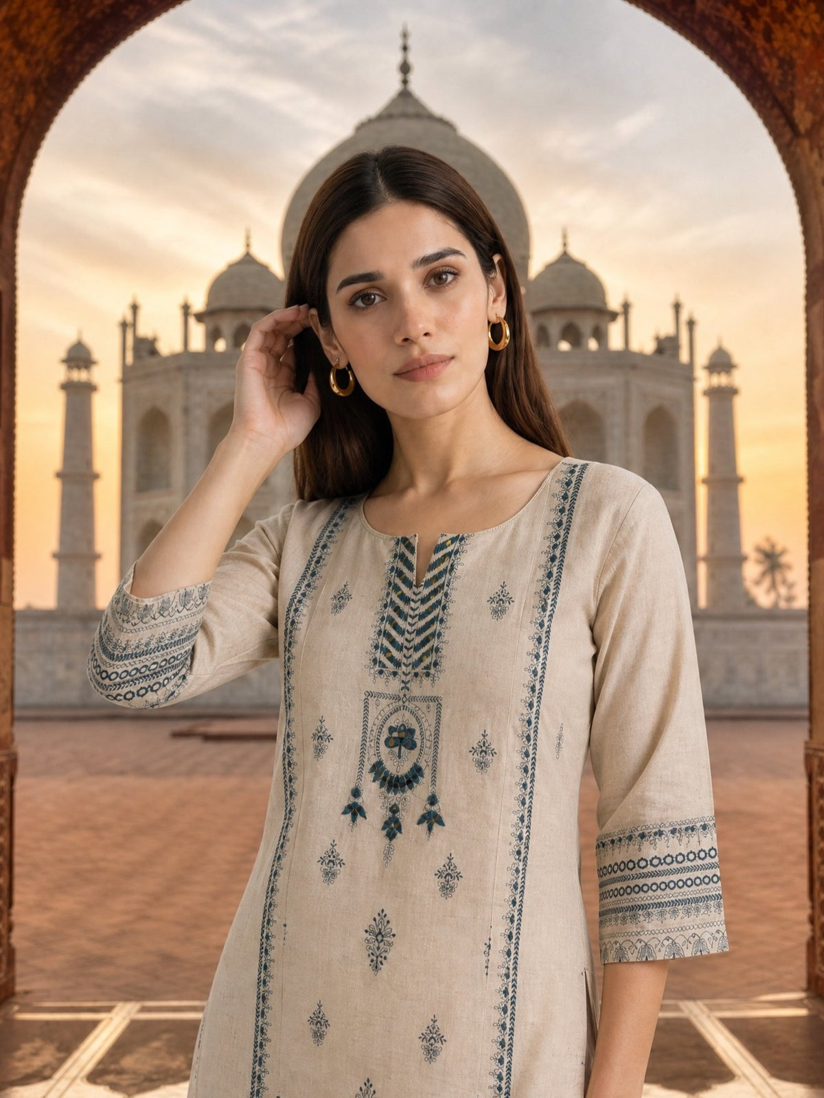 Buy Rayon Embroidered Straight Calf Length Kurta-Blue