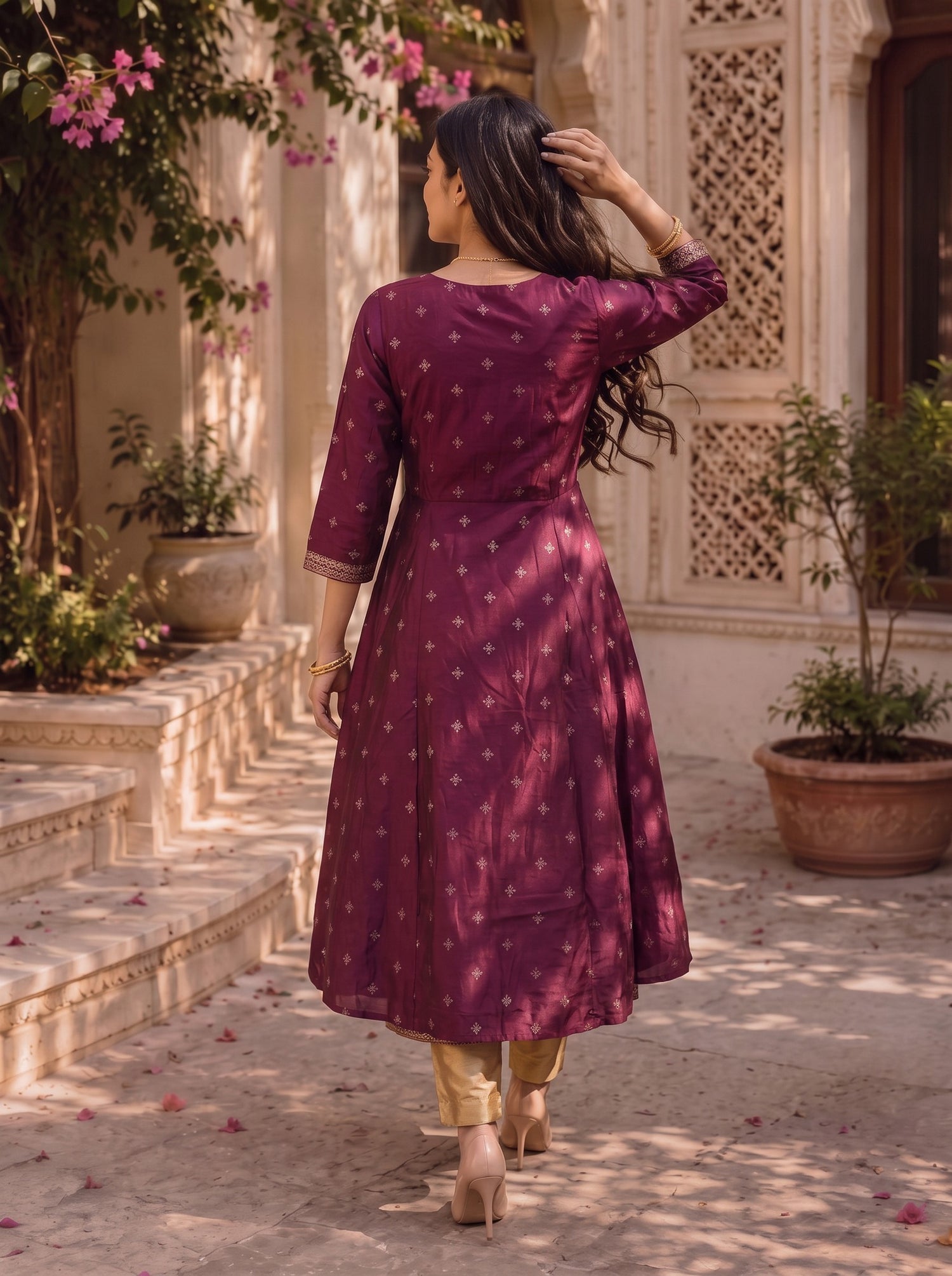 Buy Rayon Embroidered Straight Calf Length Kurta-Maroon