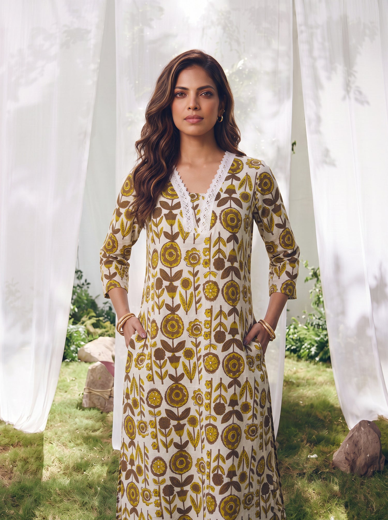 Buy Cotton Printed Straight Co-Ord Set-Off White