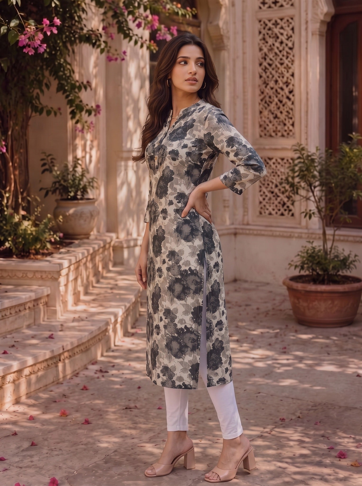 Cotton Printed Straight Calf Length Kurta
