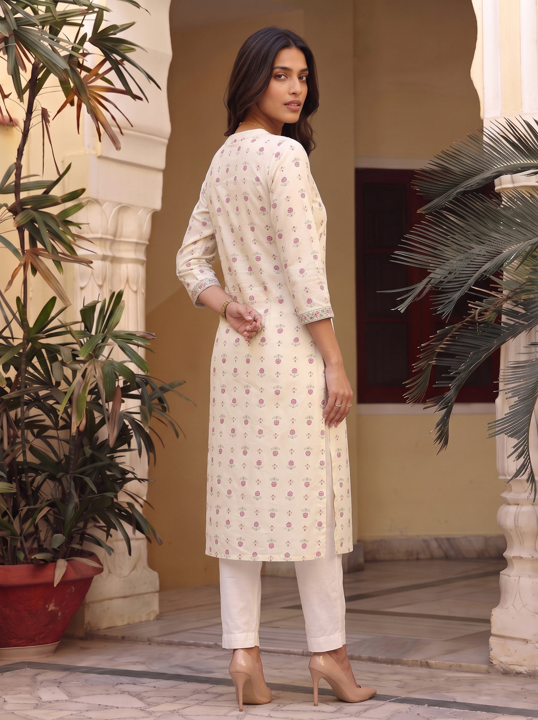 Buy Rayon Embroidered Straight Calf Length Kurta-White
