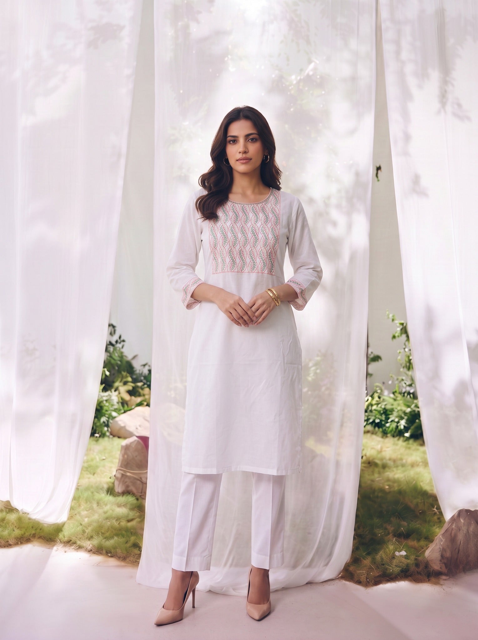 Rayon Embroidered Straight Short Length Short Kurta