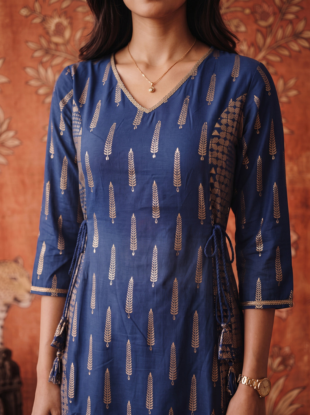 Rayon Printed A-Line Calf Length Kurta