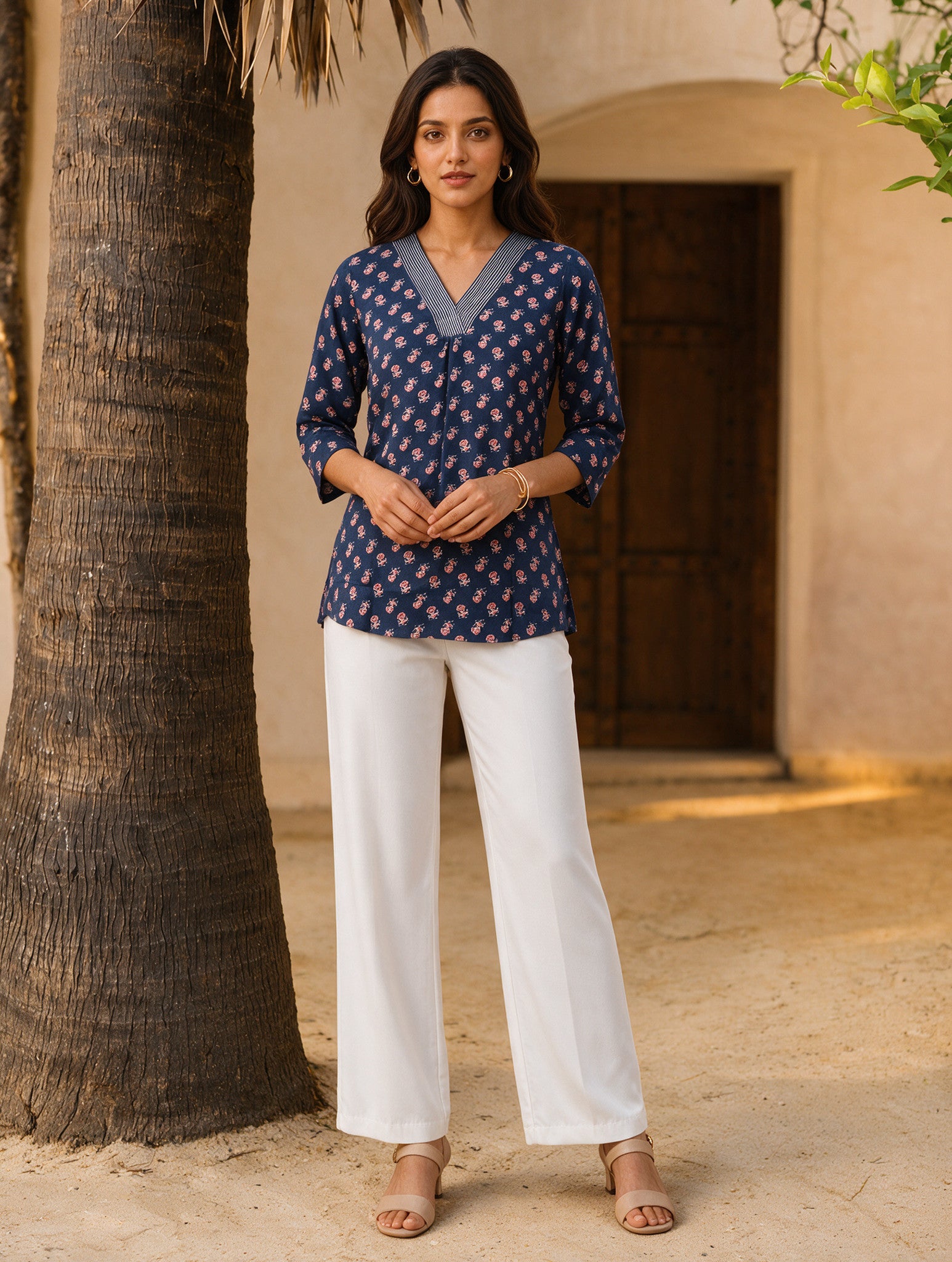 Rayon Printed Straight Short Length Short Kurta