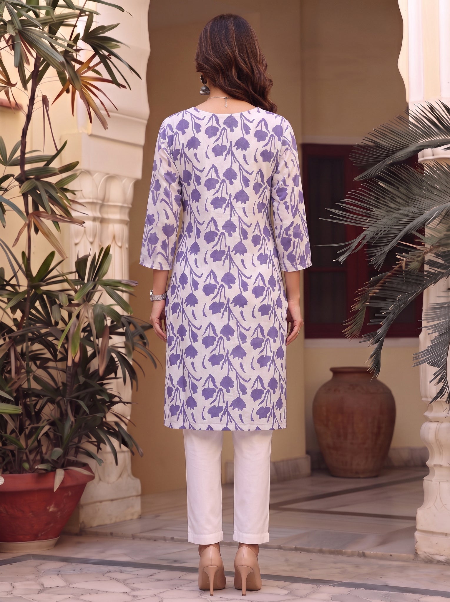 Rayon Printed Straight Knee Length Kurta