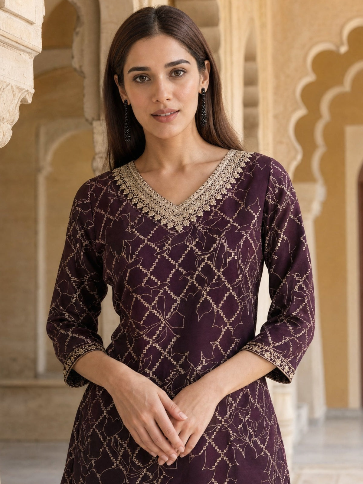 Rayon Embroidered Straight Calf Length Kurta