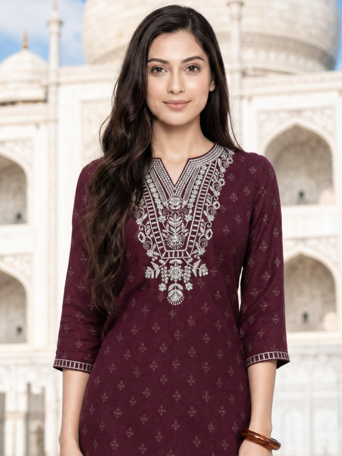 Rayon Embroidered Straight Calf Length Kurta