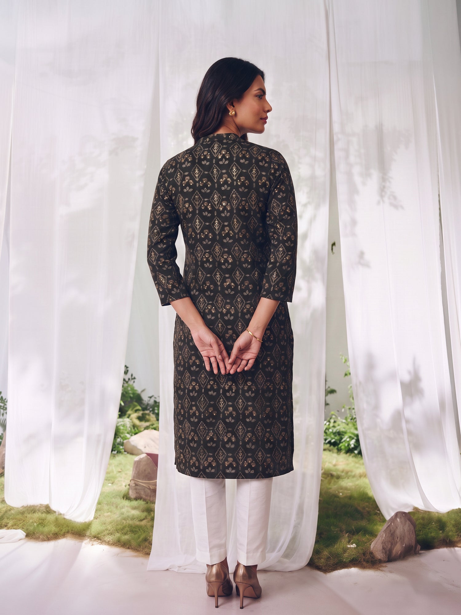Rayon Printed Straight Calf Length Kurta
