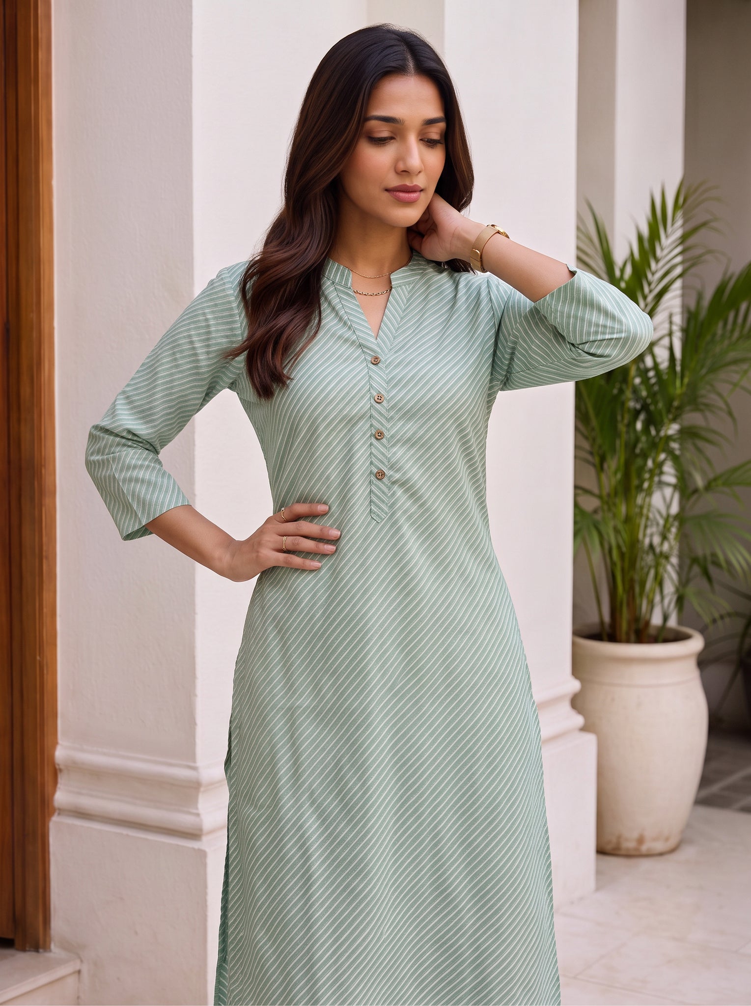 Cotton Printed Straight Knee Length Kurta