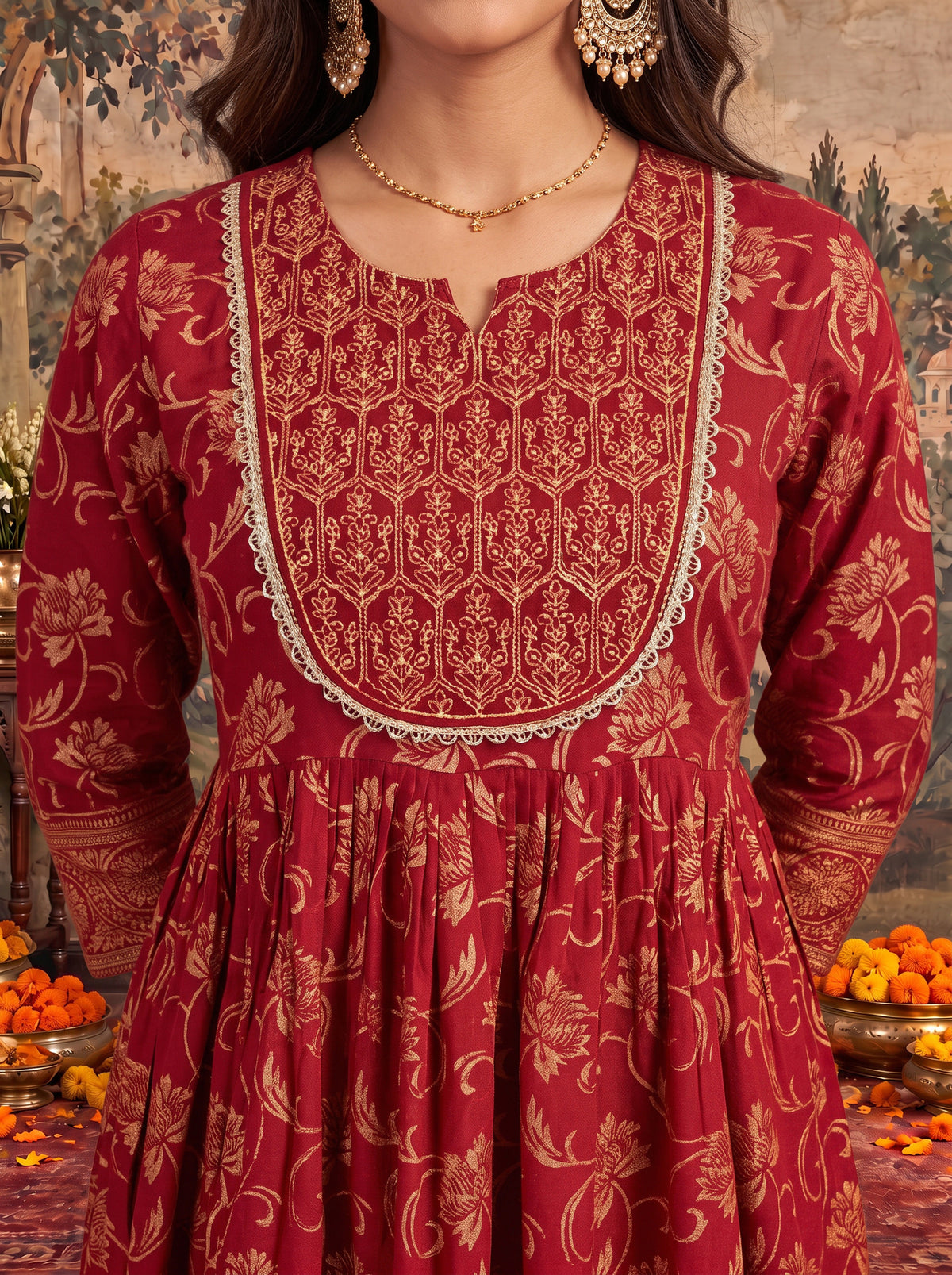 Rayon Printed Flared Calf Length Kurta