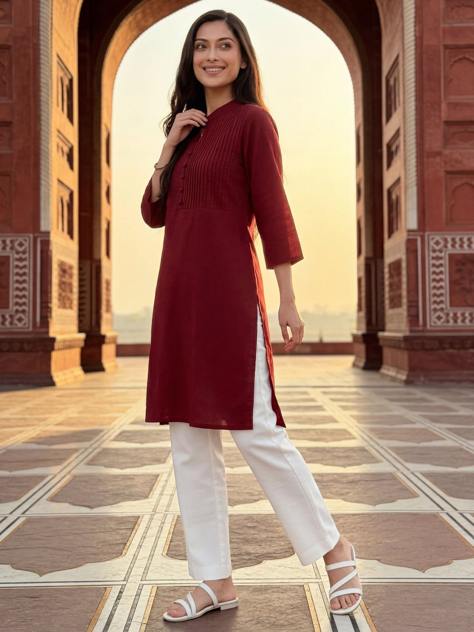 Rayon Embroidered Straight Knee Length Kurta