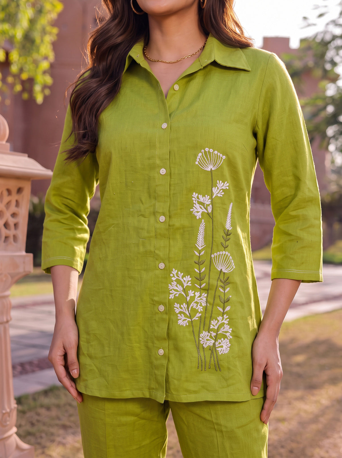 Cotton Embroidered A-Line Co-Ord Set