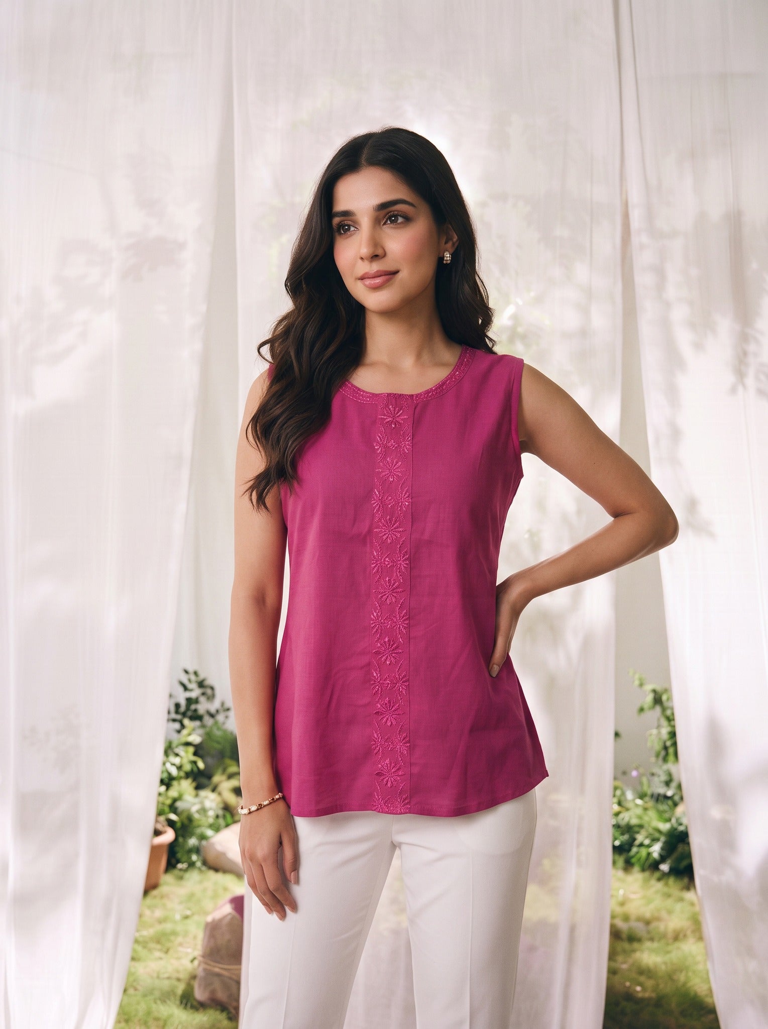Cotton Embroidered Straight Short Length Short Kurta