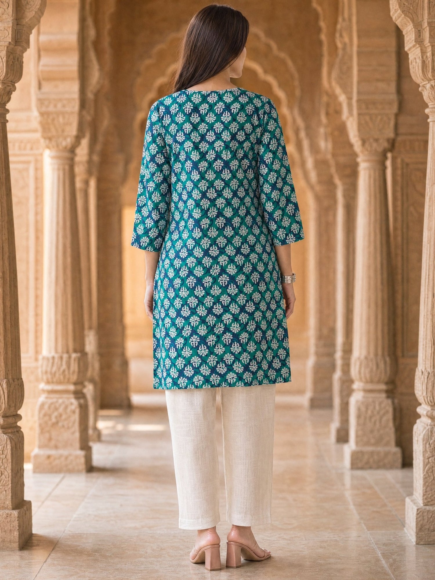 Cotton Printed Straight Knee Length Kurta