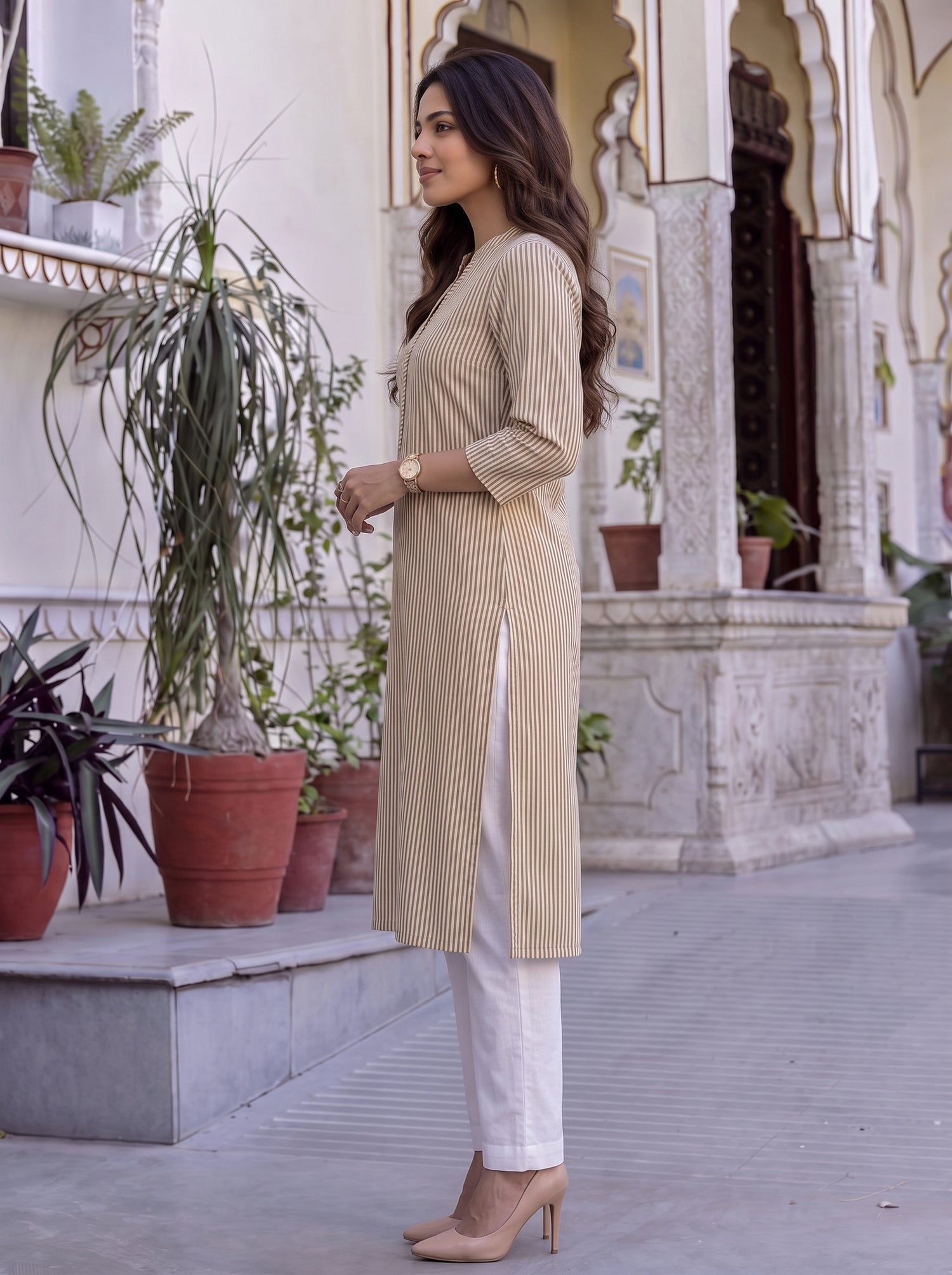 Buy Cotton Printed Straight Knee Length Kurta-Pista Green