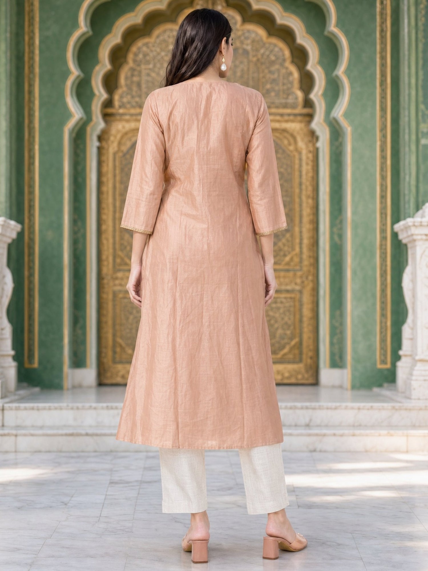 Viscose Embroidered A-Line Calf Length Kurta