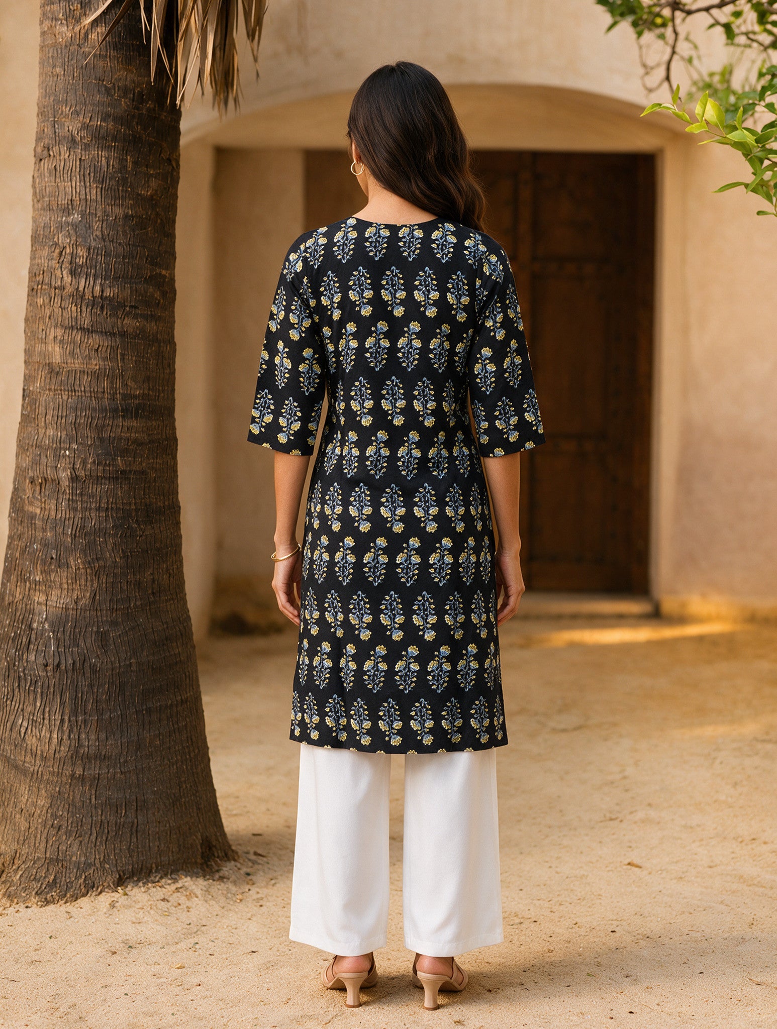 Rayon Printed Straight Knee Length Kurta