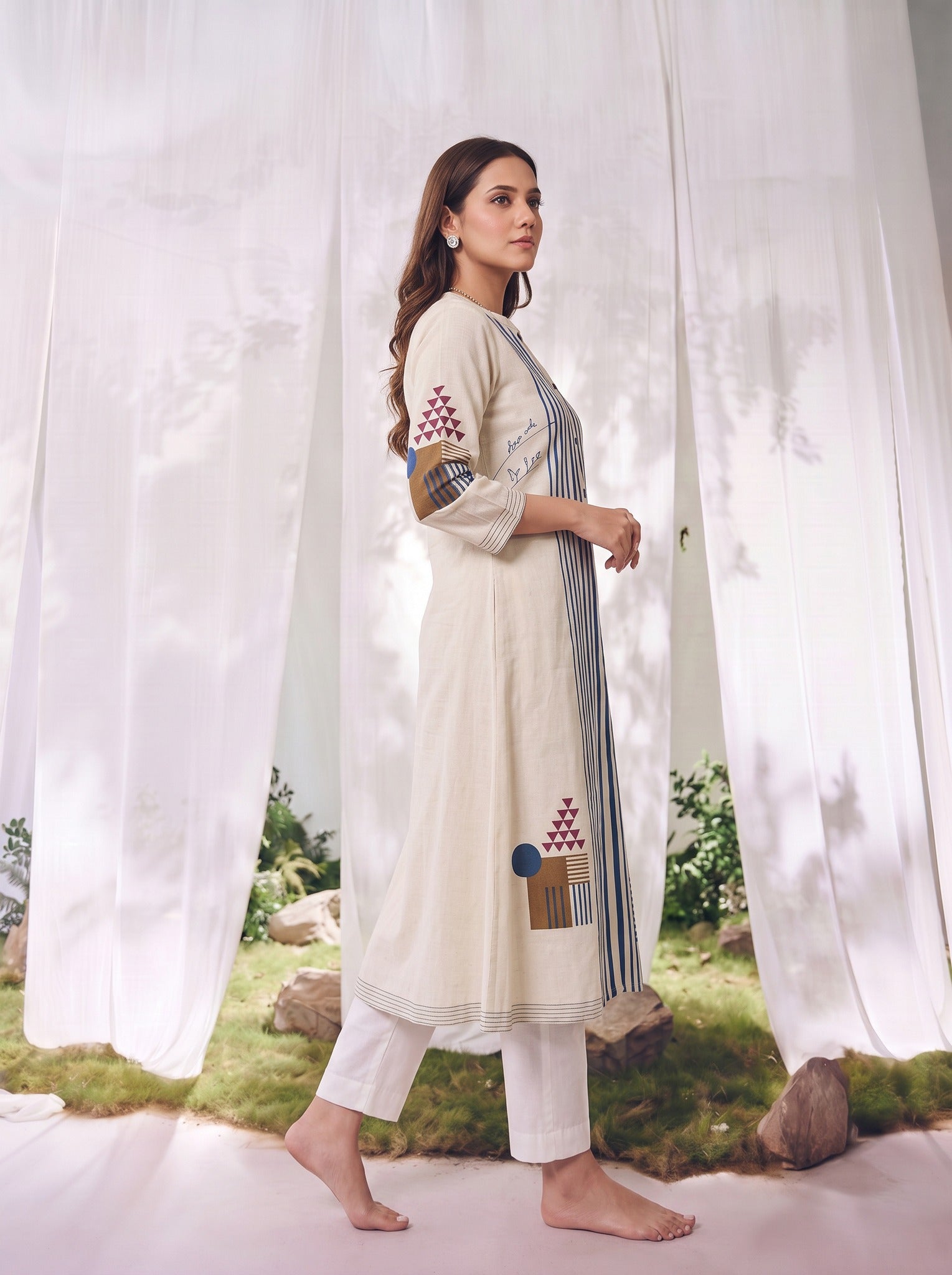 Cotton Printed Straight Calf Length Kurta