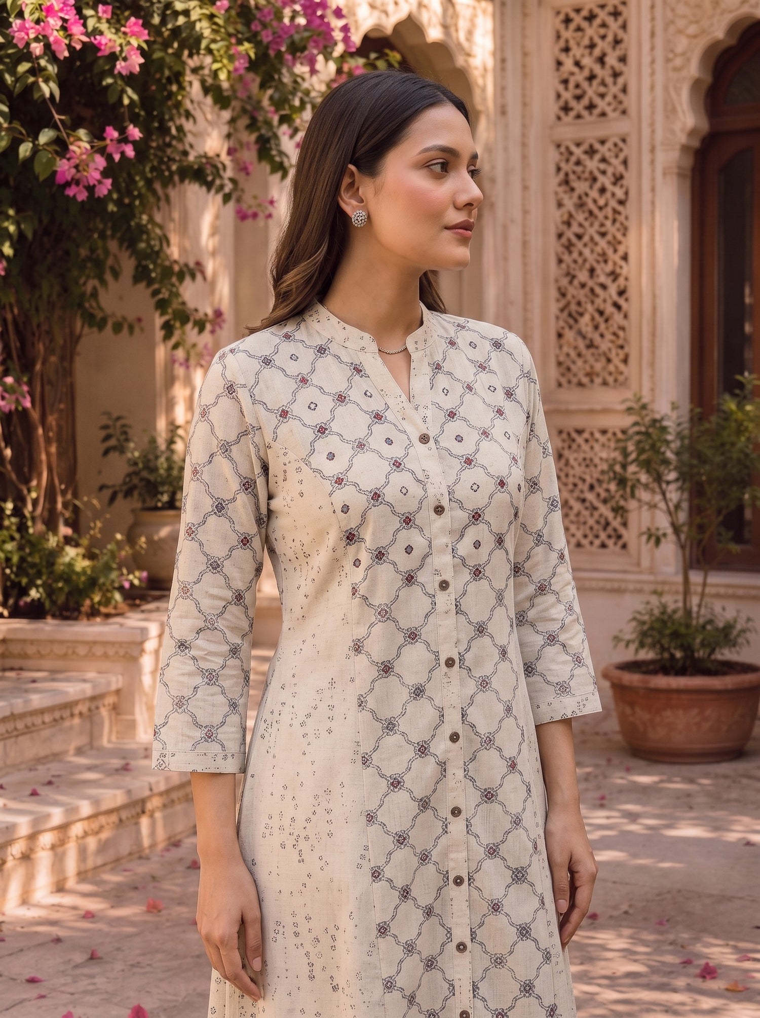 Buy Cotton Embroidered Straight Calf Length Kurta-Black