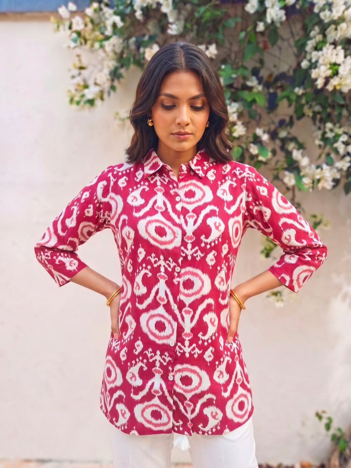 Buy Rayon Printed Straight Co-Ord Set-Maroon