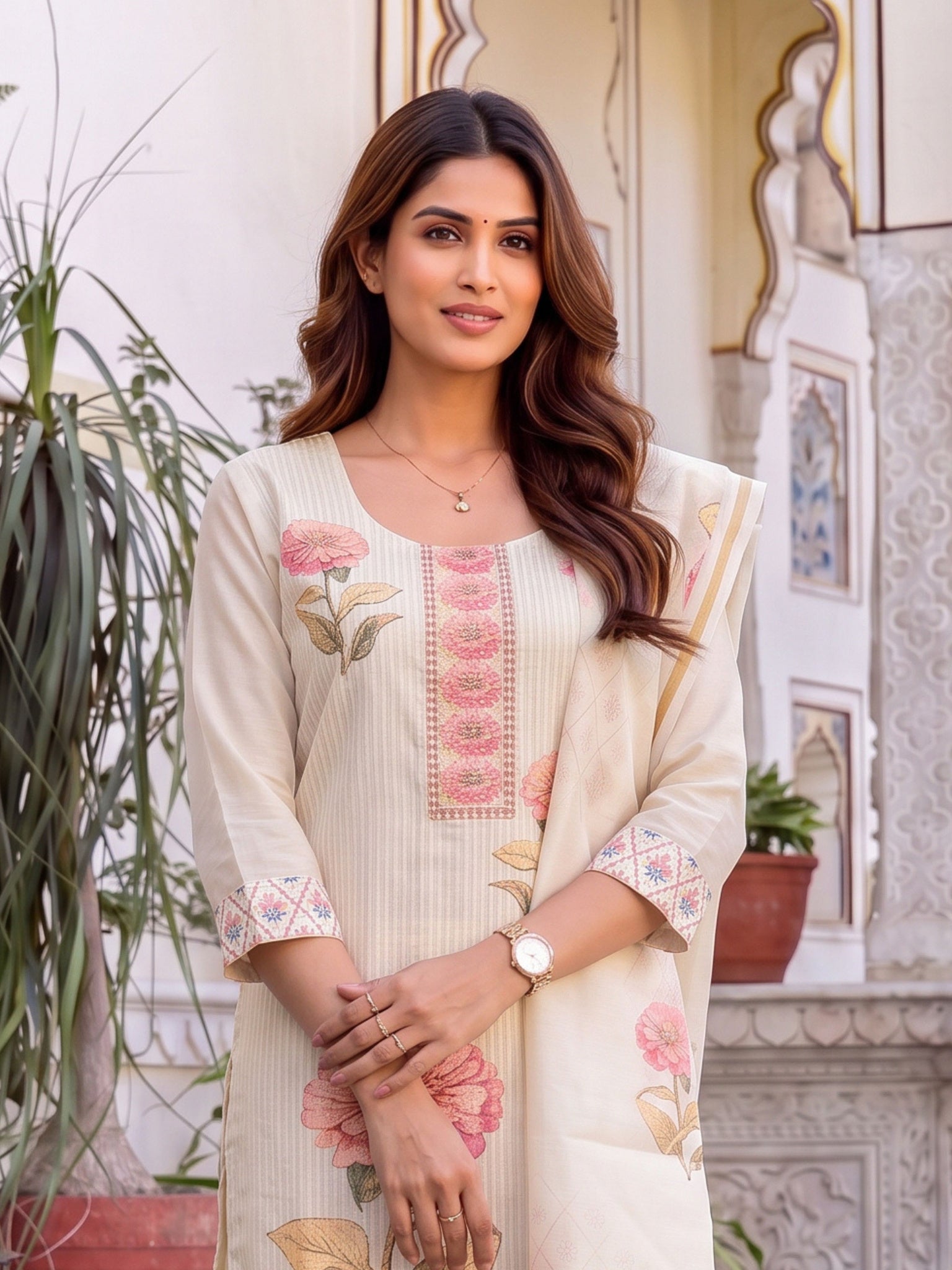 Viscose Embroidered Straight Calf Length Kurta With Pant