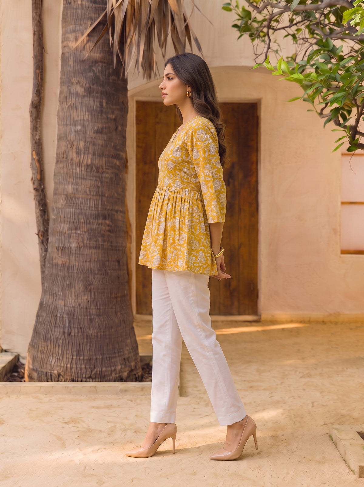 Cotton Printed Peplum Short Length Short Kurta