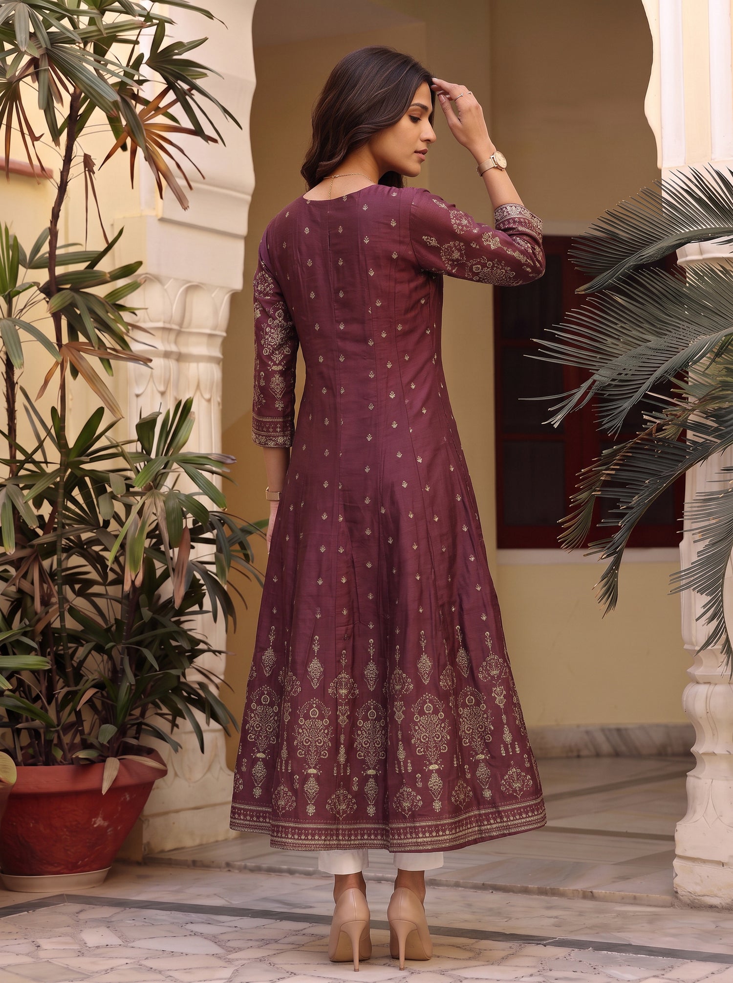 Buy Viscose Embroidered Straight Calf Length Kurta-Maroon