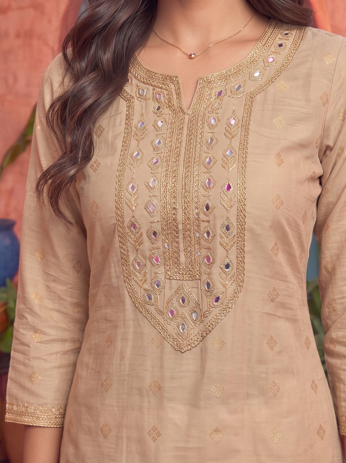 Viscose Embroidered Straight Calf Length Kurta