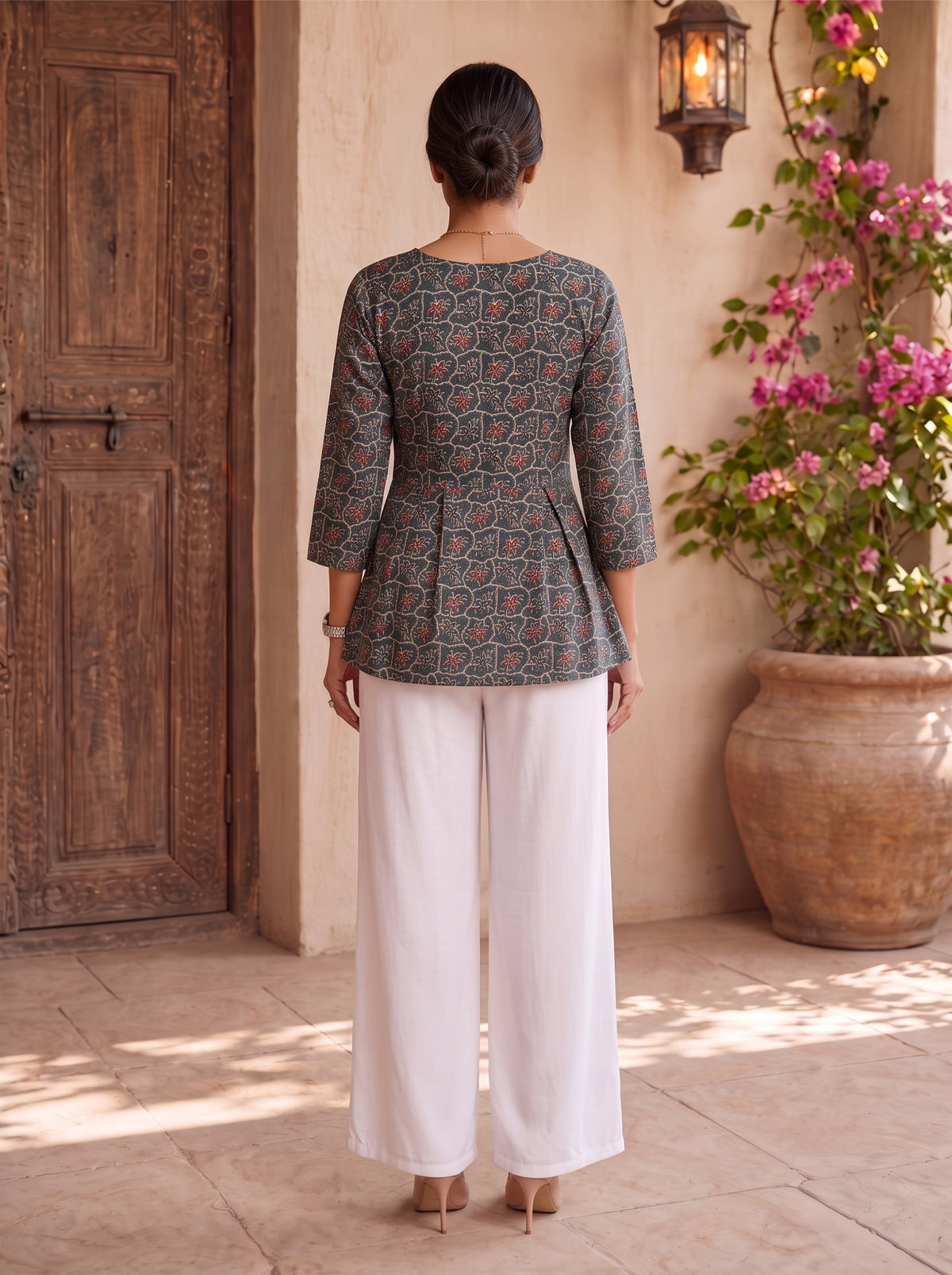 Buy Cotton Printed Straight Short Length Short Kurta-Grey