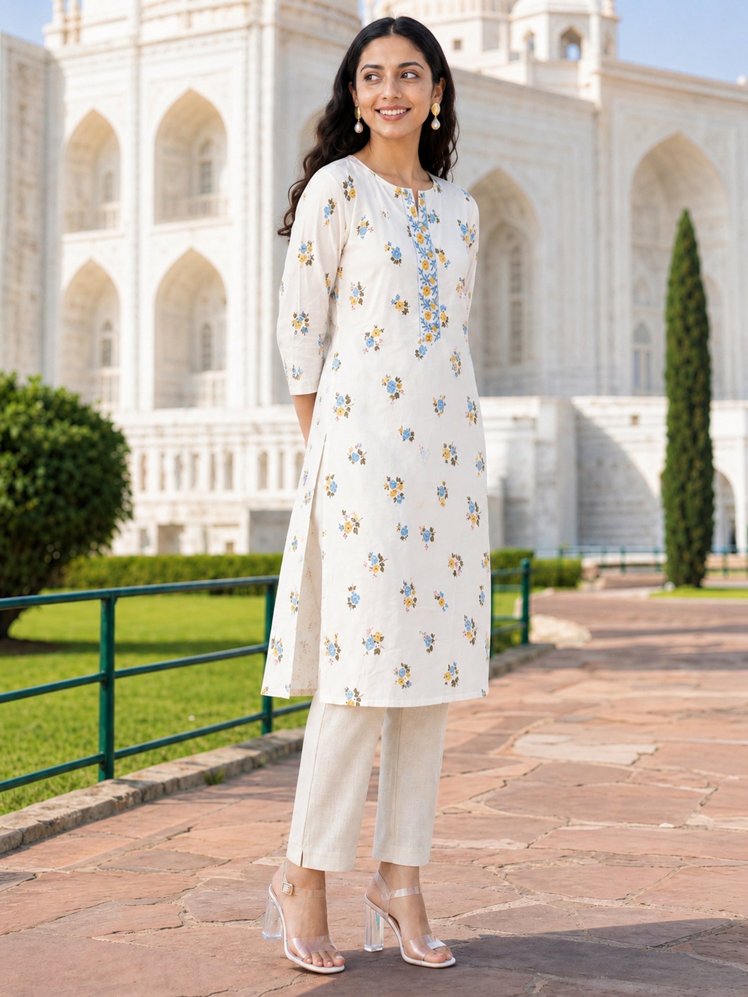Rayon Printed Straight Knee Length Kurta