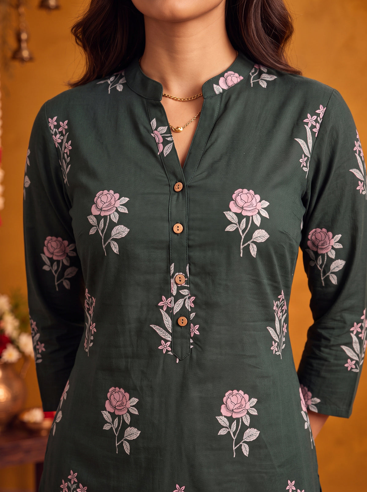 Cotton Printed Straight Calf Length Kurta