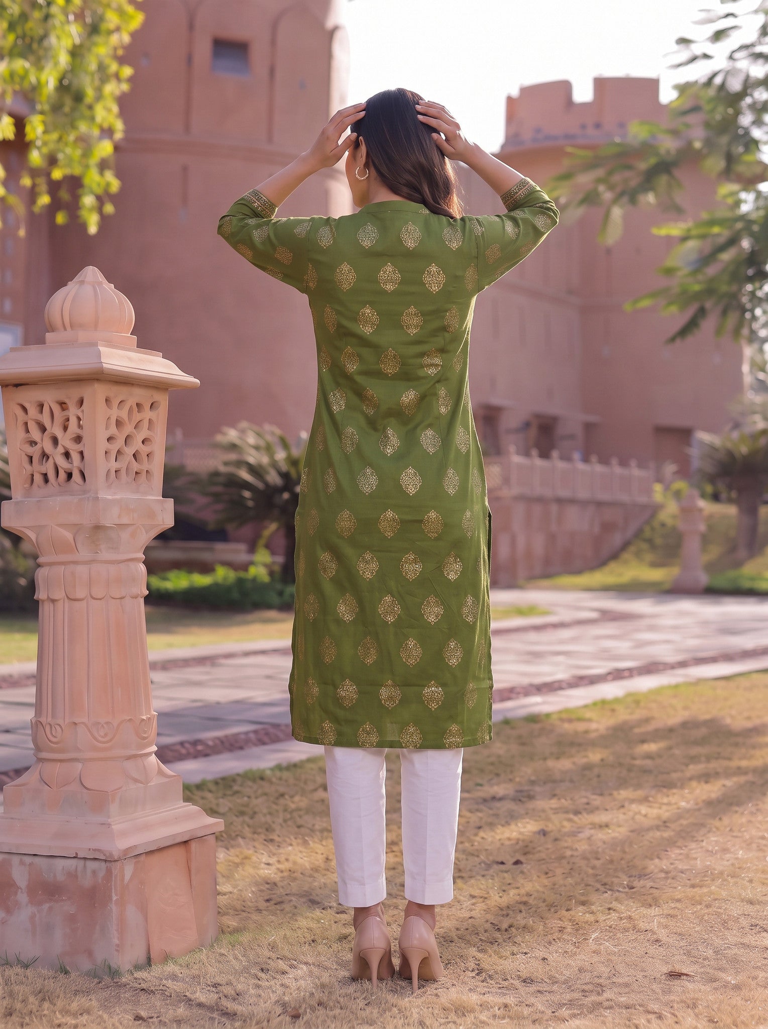 Rayon Embroidered Straight Calf Length Kurta