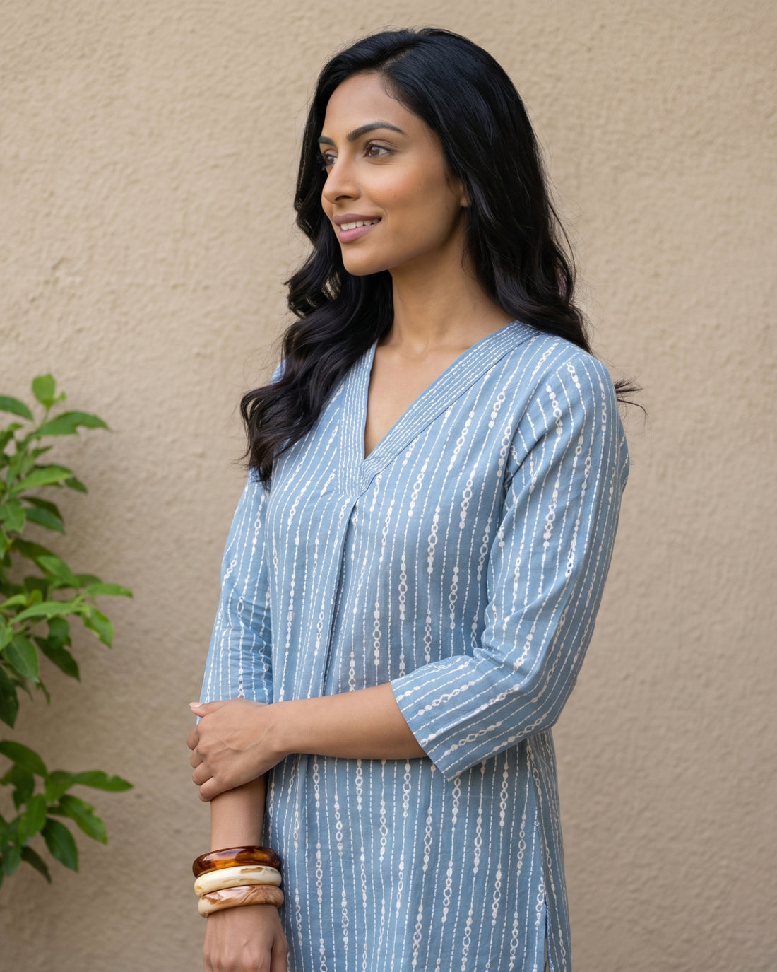 Buy Cotton Printed Straight Short Length Short Kurta-Blue