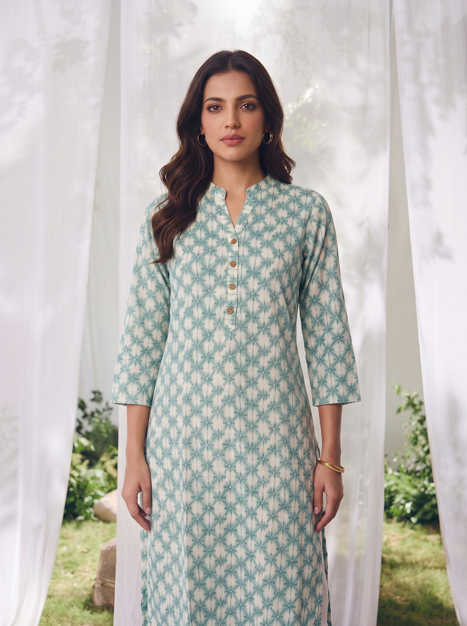 Rayon Printed Straight Calf Length Kurta