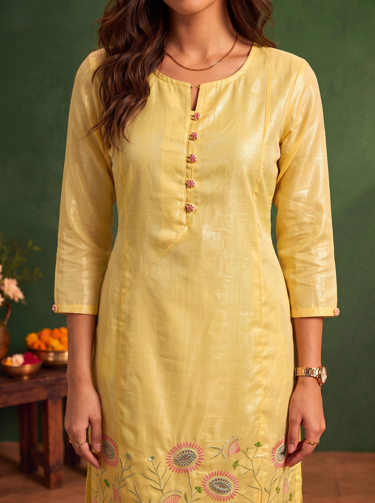Cotton Embroidered Straight Calf Length Kurta