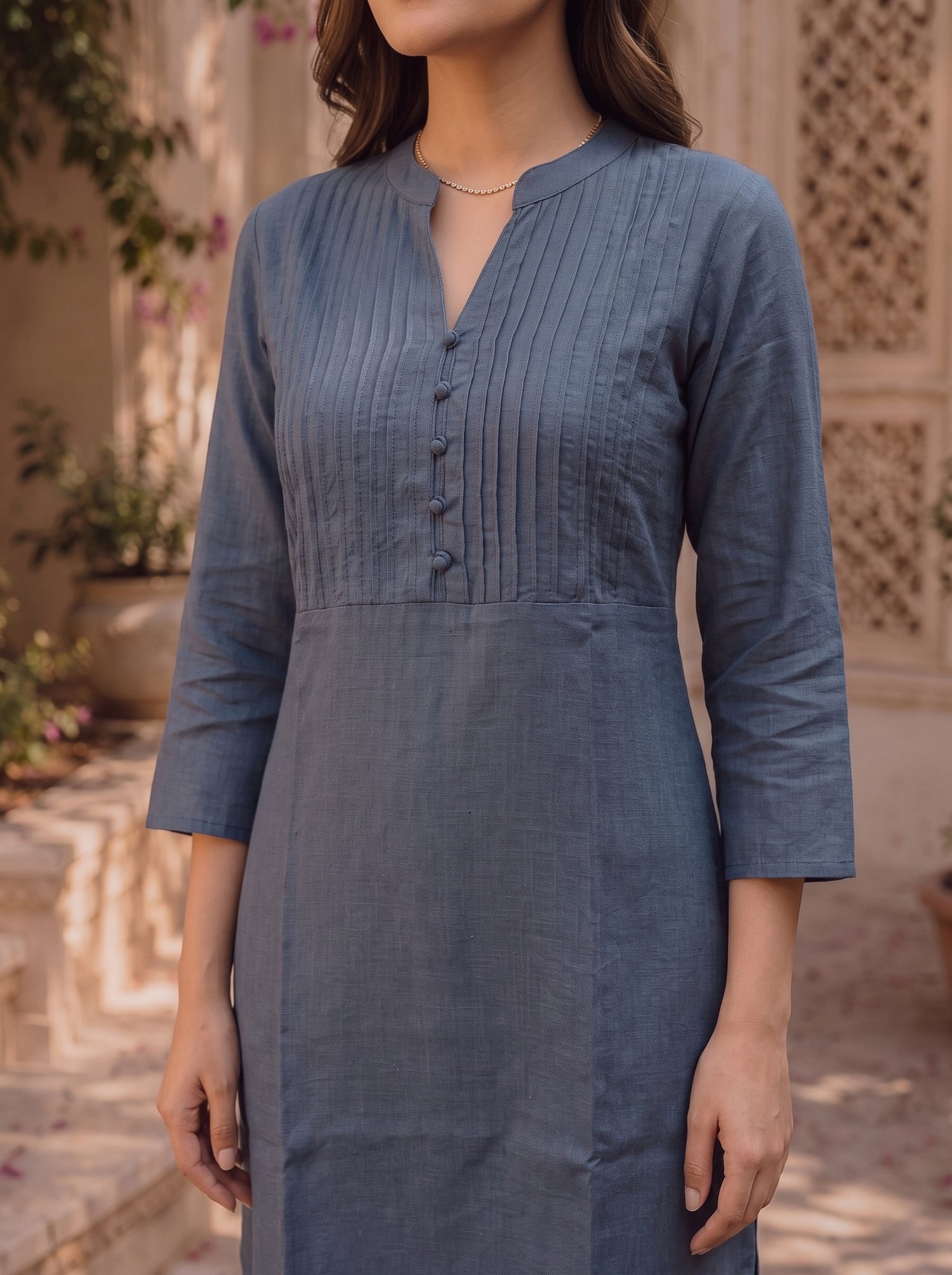 Buy Rayon Embroidered Straight Knee Length Kurta-Navy