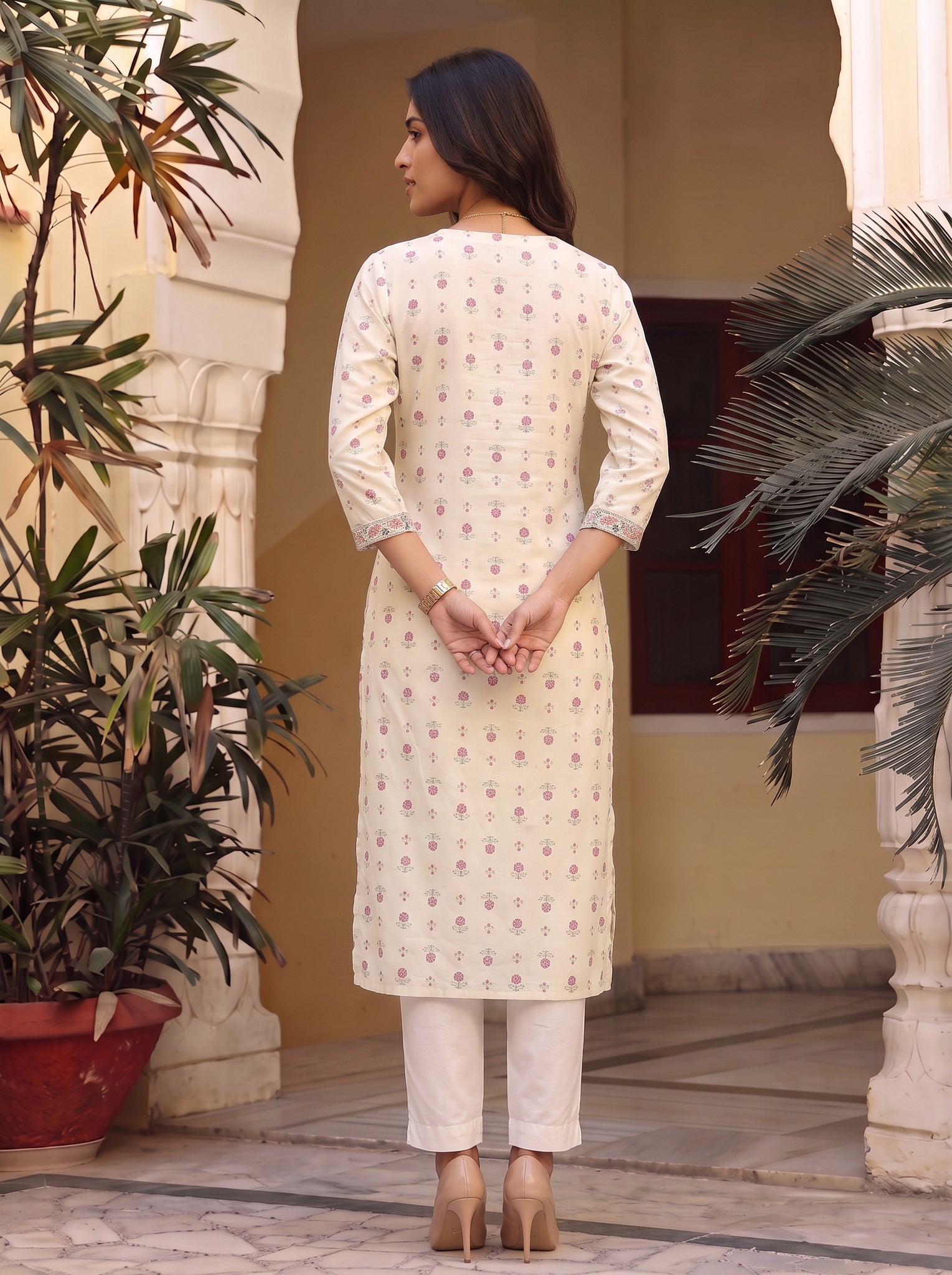Rayon Embroidered Straight Calf Length Kurta
