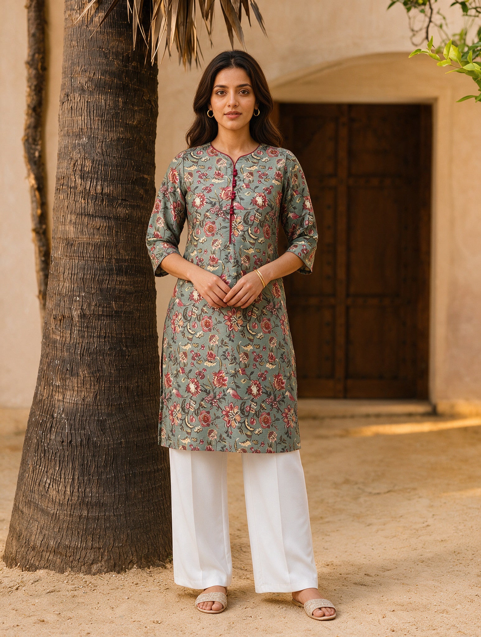 Cotton Printed Straight Knee Length Kurta