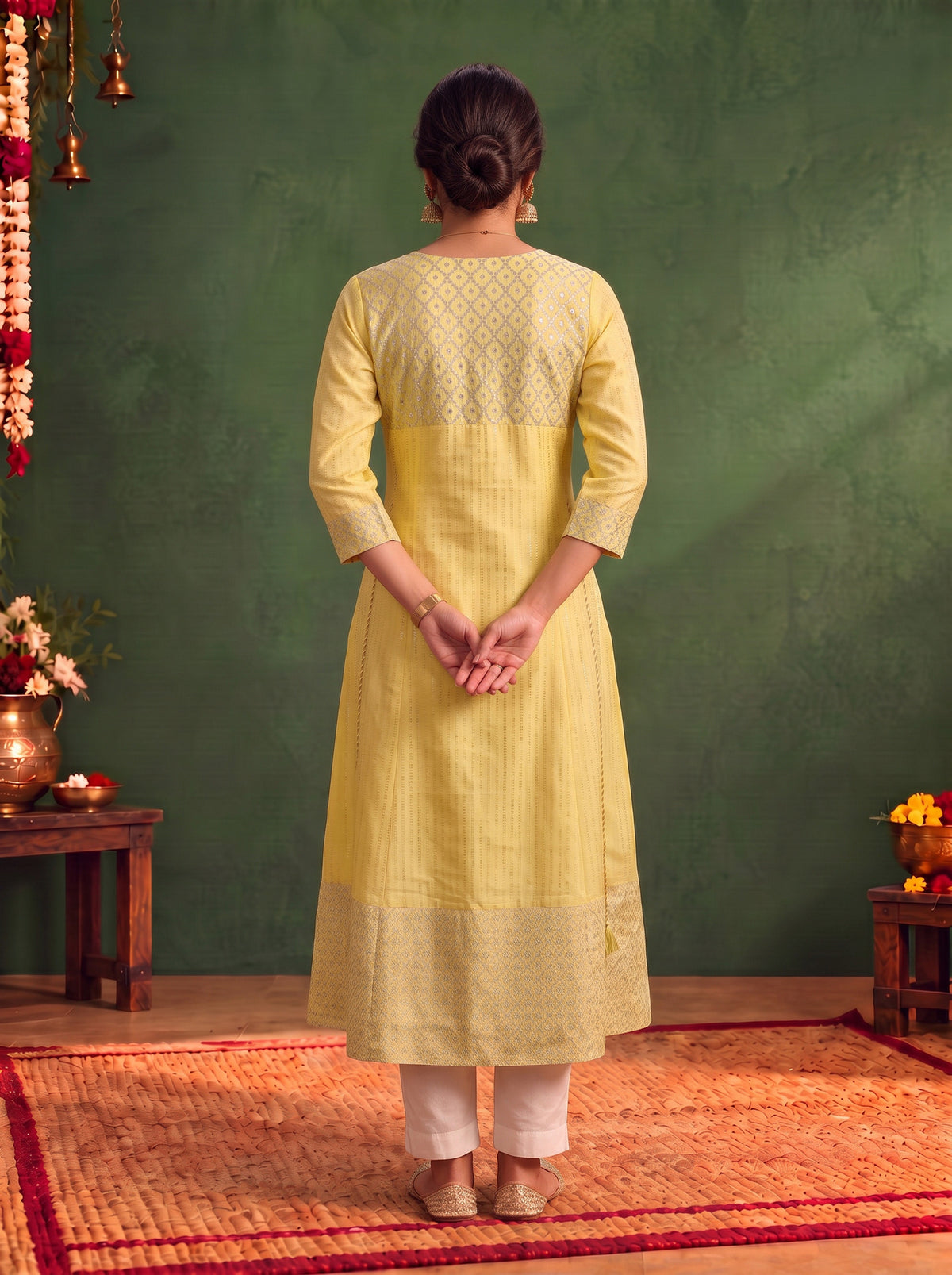 Viscose Embroidered Flared Calf Length Kurta