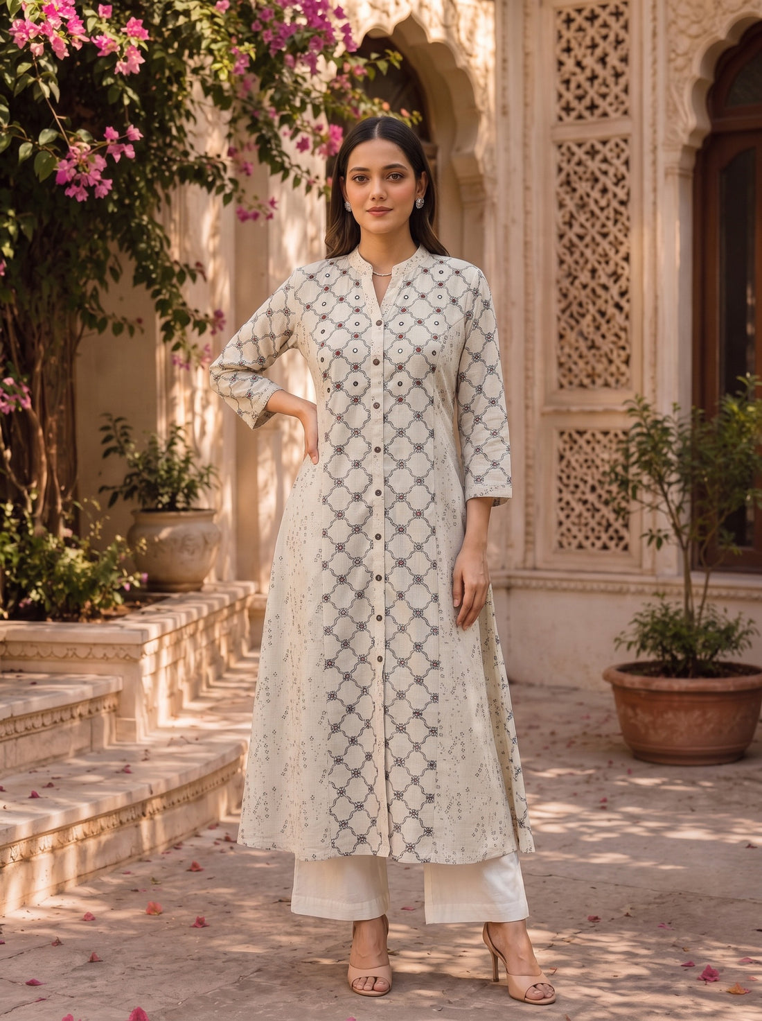 Buy Cotton Embroidered Straight Calf Length Kurta-Black