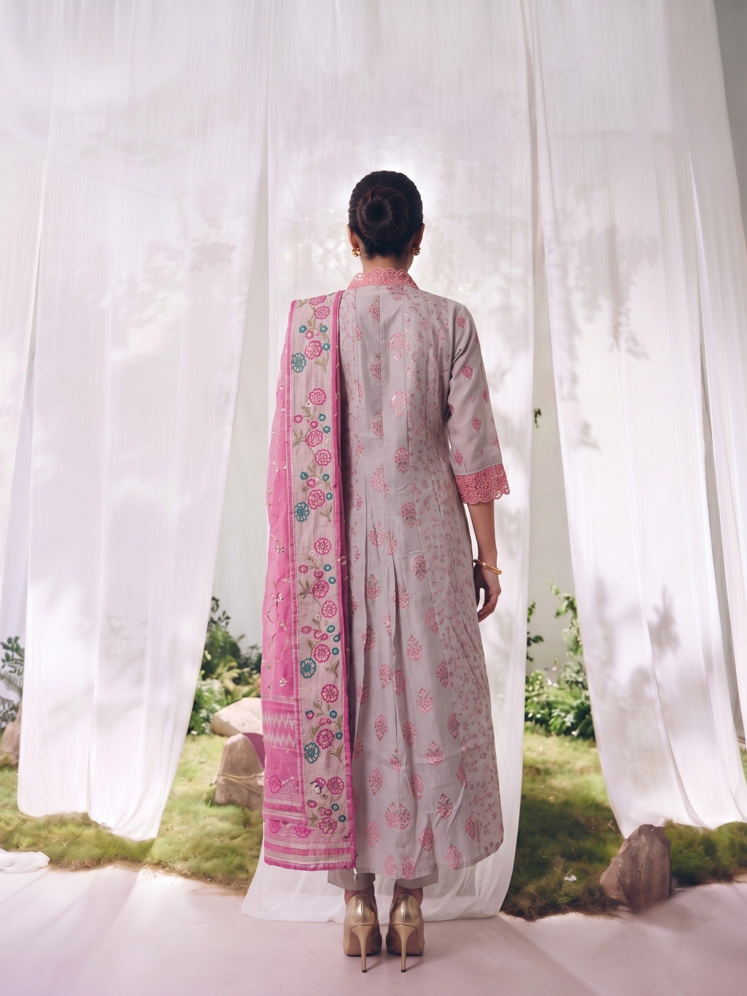 Viscose Embroidered Straight Calf Length Kurta With Pant