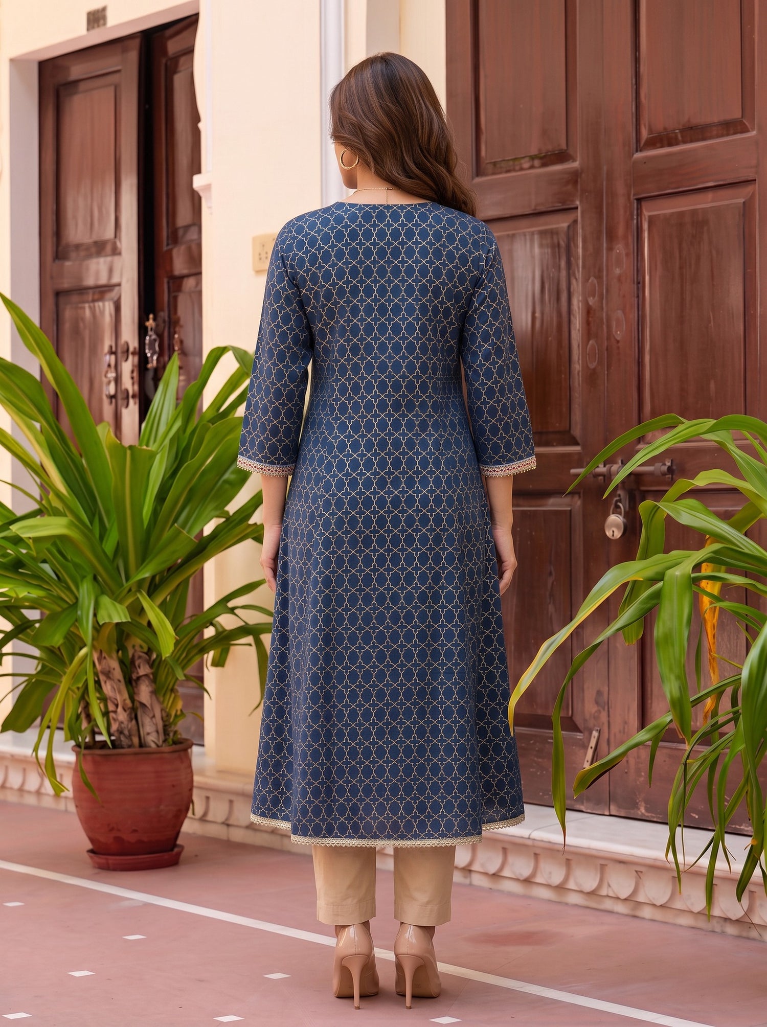 Buy Viscose Embroidered Straight Calf Length Kurta-Blue
